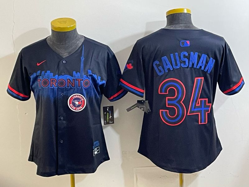 Women 2025 Nike Toronto Blue Jays #34 Gausman Blue Game MLB Jersey 01->women mlb jersey->Women Jersey